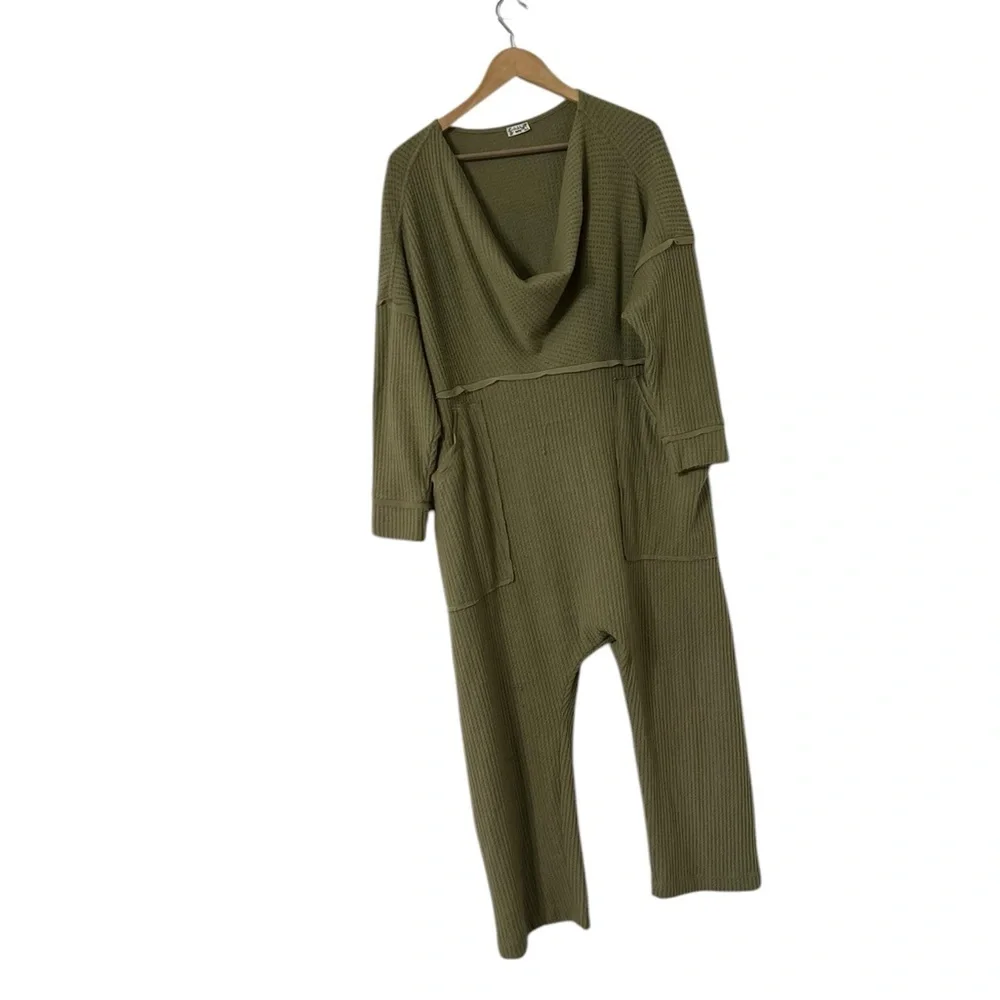 FREE PEOPLE Intimately Kickback Waffle Cowlneck Romper Jumpsuit Onesie